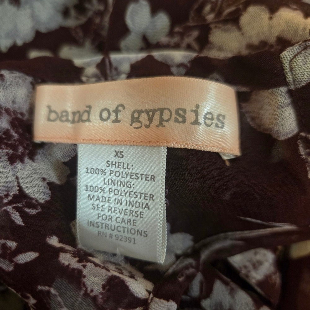 Band of Gypsies Jumpsuit Womens XS Floral Halter Wide Leg Keyhole Tie Back - Picture 7 of 11